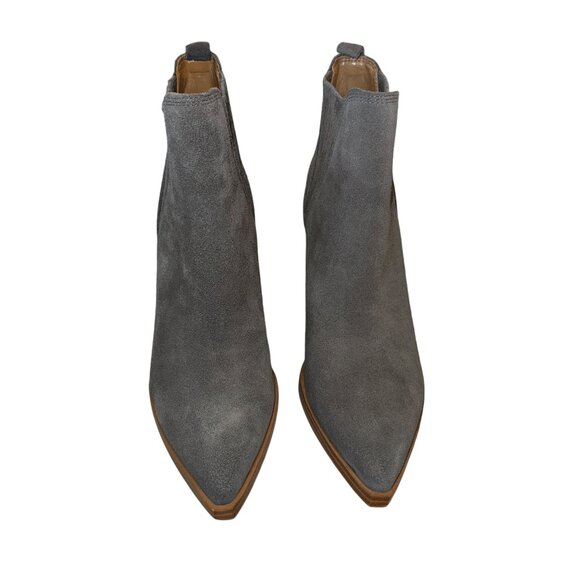 Like new! Marc Fisher LTD Gadri Pointed Toe Pull On Gray Suede Bootie Si… - Picture 5 of 8